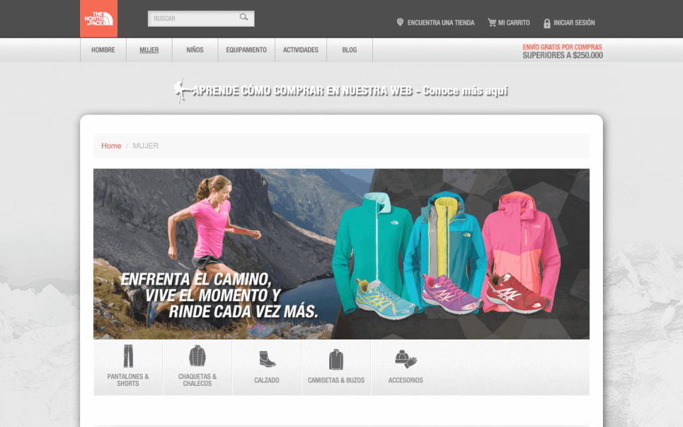 Sitio Web The North Face Colombia